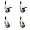 Service Caster 3 Inch 316SS Maroon Poly Swivel 3/4 Inch Stem Caster Lock Brake SCC, 2PK SS316TTLEX20S314-PPUB-MRN-2-S-2-34 - alternate 4